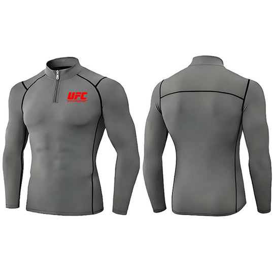 Herren eng anliegendes Kompressionsshirt mit kurzem Reißverschluss und langen Ärmeln Shop Nory
