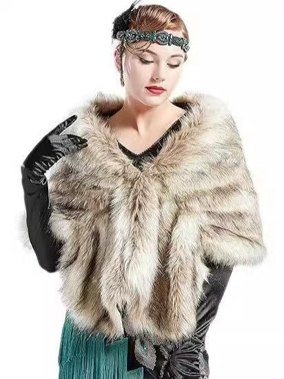 Damen elegante Kunstpelz-Schulterstola im Capelet‑Schnitt Shop Nory