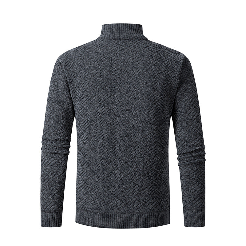 Herren Thermo-Strickjacke mit durchgehendem Reißverschluss, gefüttertem Stehkragen und geometrischem Strukturmuster Shop Nory