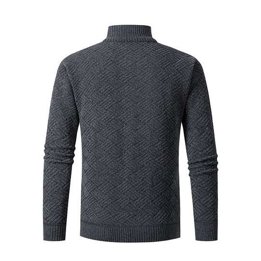Herren Thermo-Strickjacke mit durchgehendem Reißverschluss, gefüttertem Stehkragen und geometrischem Strukturmuster Shop Nory