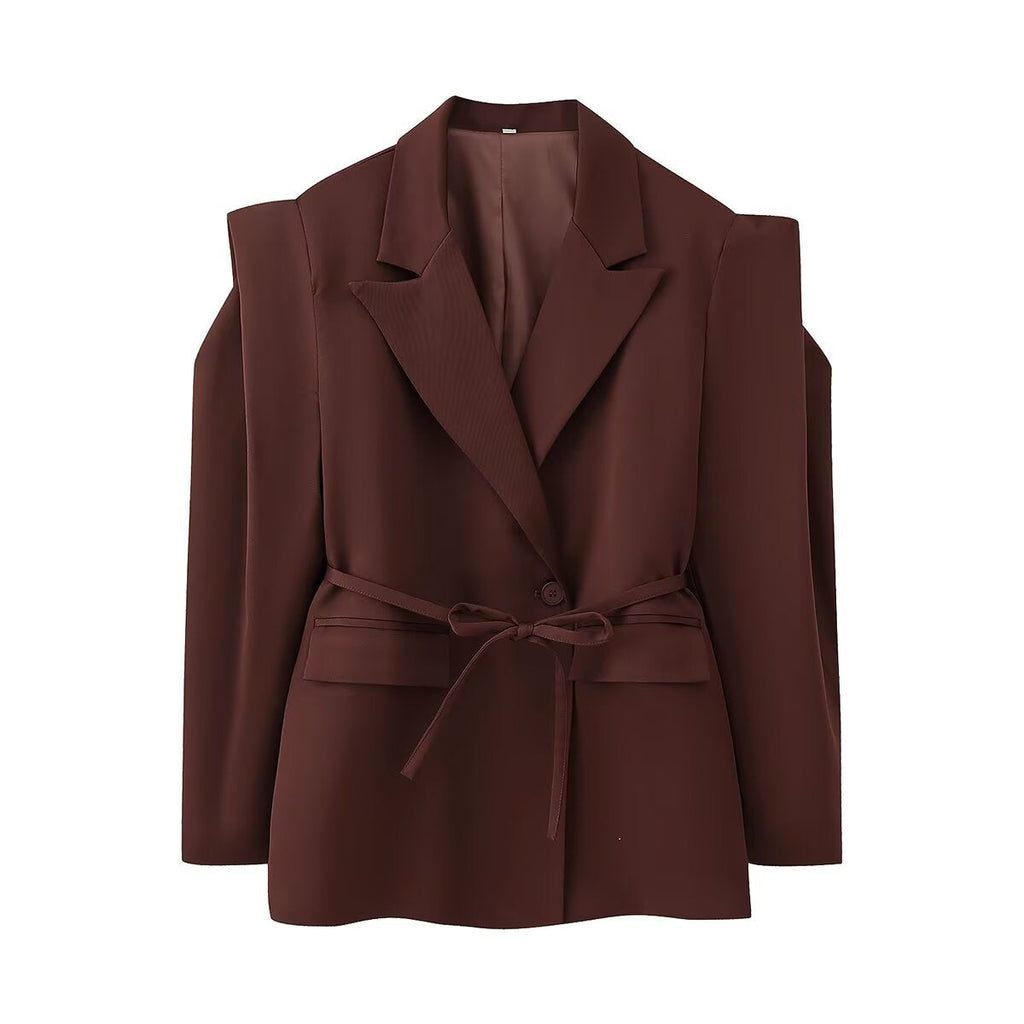 Damen eleganter Oversized-Blazer mit Gürteldetail