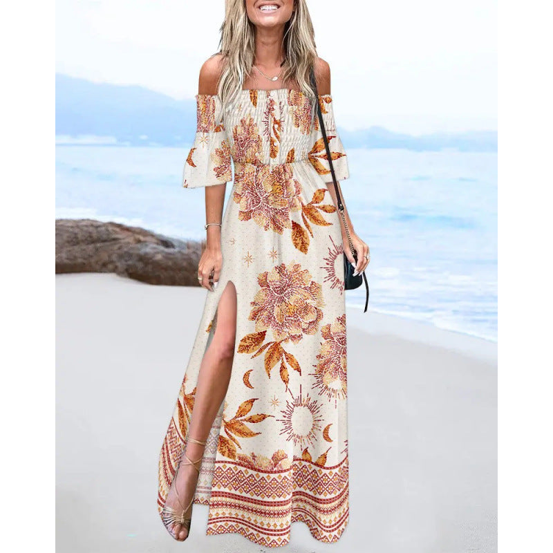 Damen Blumen Maxi Kleid Shopnory
