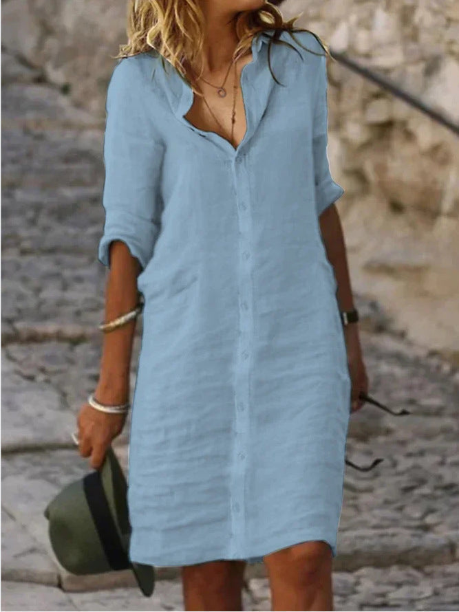 Damen Lässiges Hemdkleid mit Schicken Details