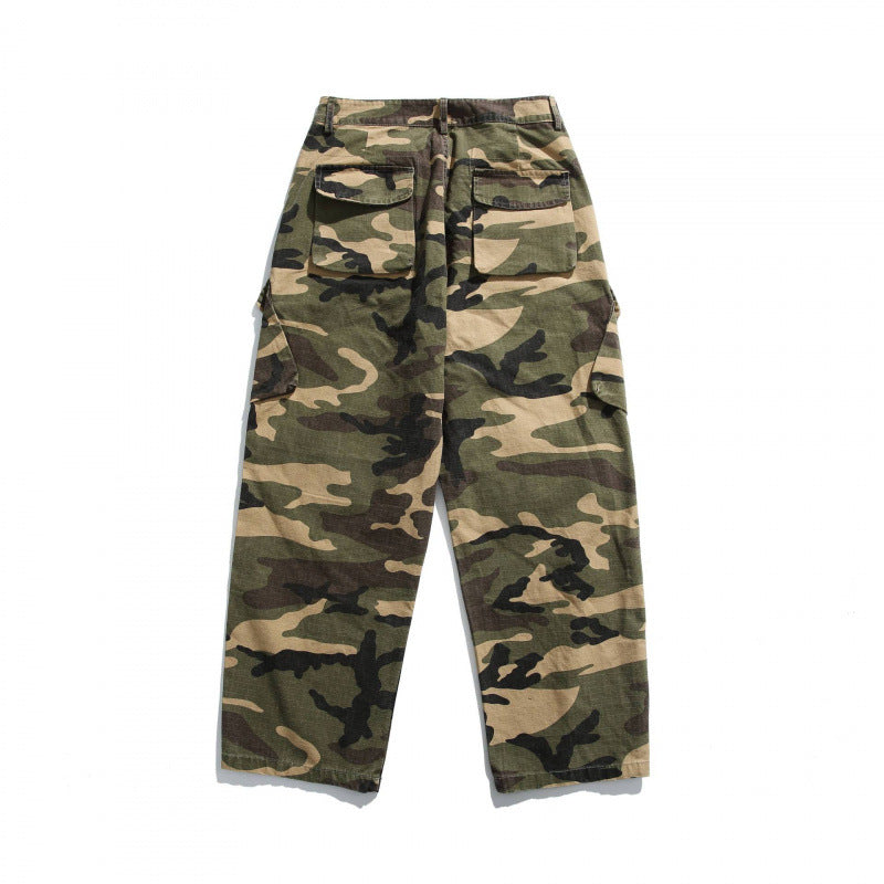 Unisex Lockere Cargo-Hose mit weitem Bein, hohem Bund und multifunktionalen Klappentaschen Shop Nory