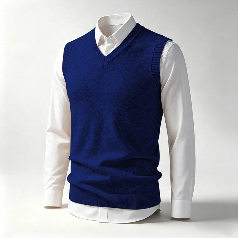 Herren Ärmellose Feinstrick V‑Ausschnitt Weste mit geripptem Saum Shop Nory