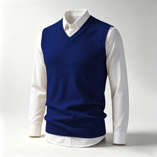 Herren Ärmellose Feinstrick V‑Ausschnitt Weste mit geripptem Saum Shop Nory