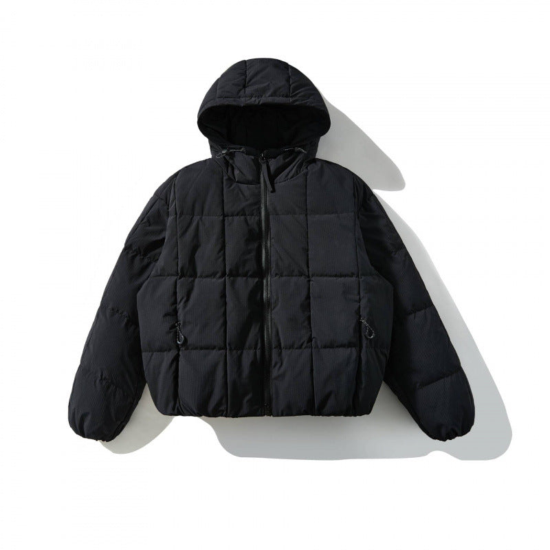 Unisex Weitgeschnittene gesteppte Kapuzenjacke mit Quadratsteppung und elastischem Saum Shop Nory