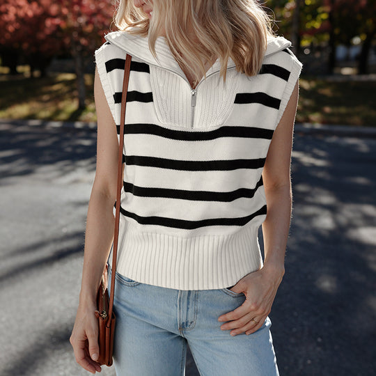 Damen Modisches Streifen-Pullover mit kurzem Schnitt Shop Nory