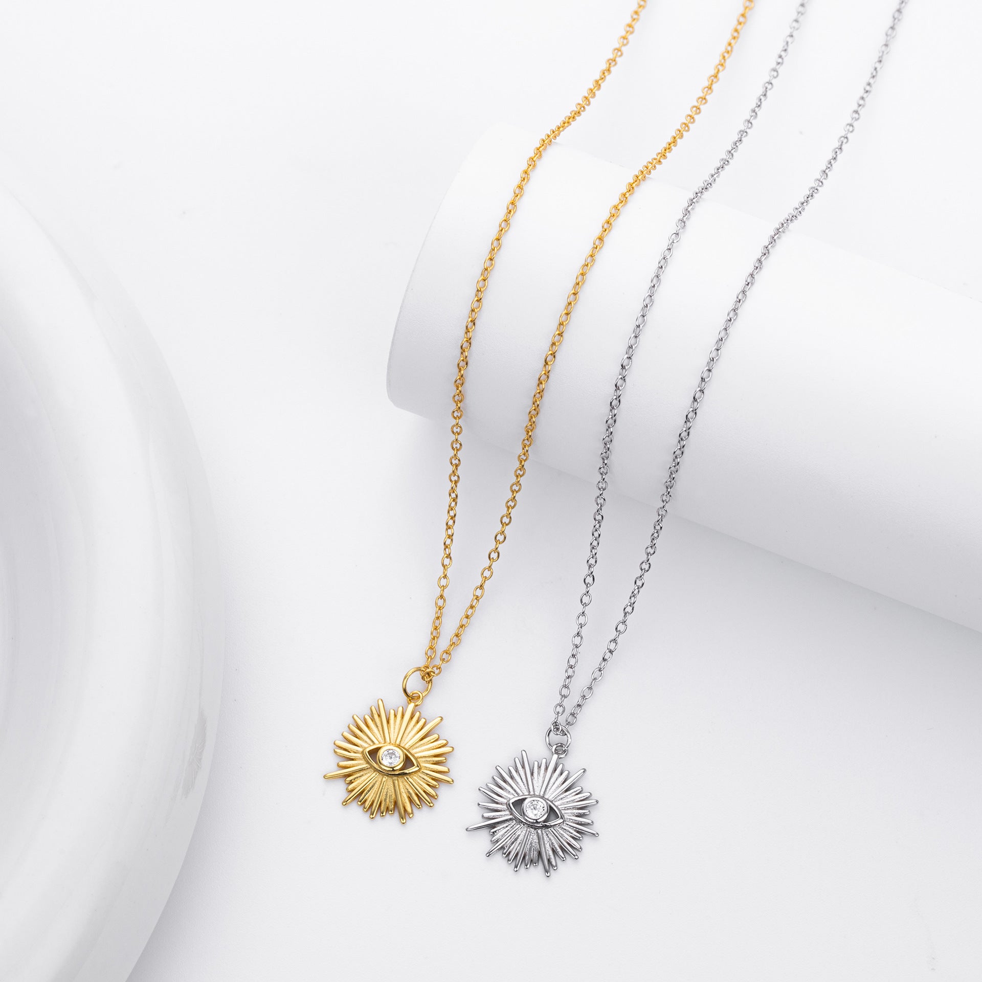 Damen Halskette mit filigranem Augenmotiv aus hochwertigem 925 Sterling Silber Shop Nory