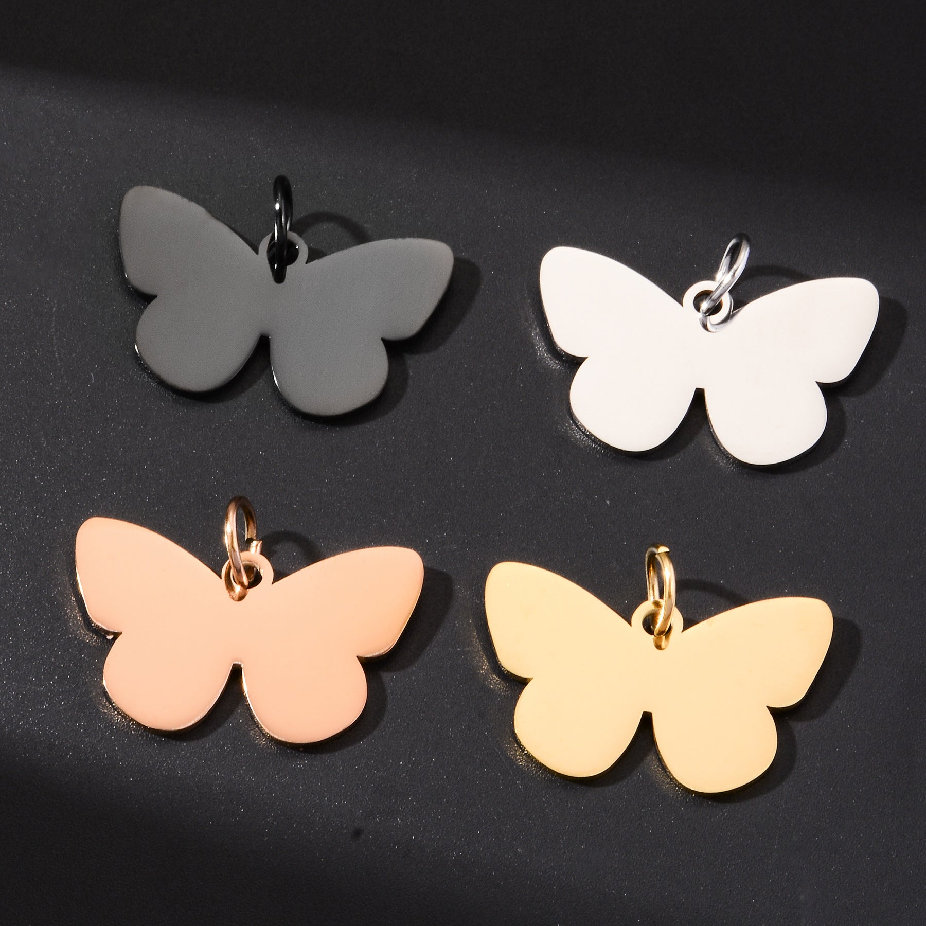 Damen Schlichter Schmetterlingsanhänger aus Edelstahl Shop Nory
