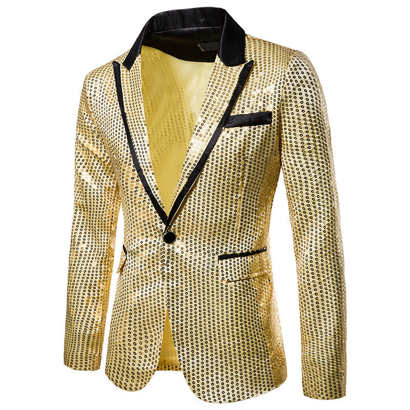 Herren Pailletten-Sakko mit kontrastierendem Revers und taillierter Silhouette Shop Nory