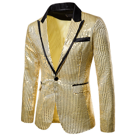 Herren Pailletten-Sakko mit kontrastierendem Revers und taillierter Silhouette Shop Nory