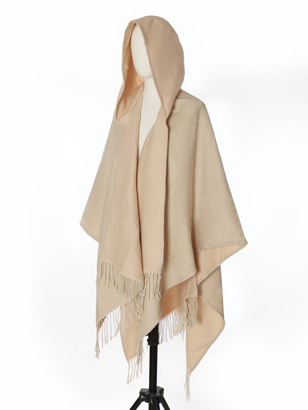 Damen Kapuzencape im Oversize-Überwurf aus Wollmix mit Wendefunktion und Fransensaum Shop Nory
