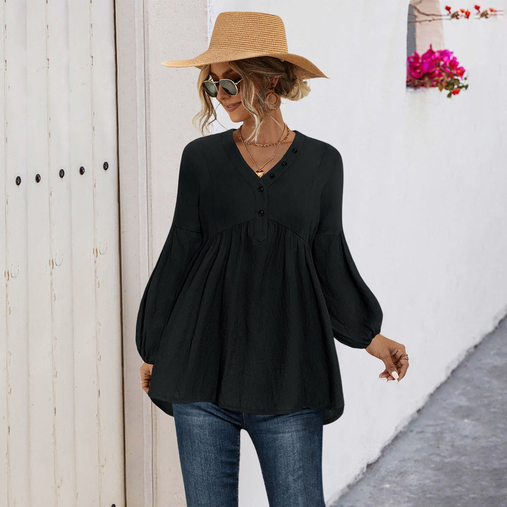 Damen Blusenshirt mit Knopfdetails und lockerer Passform