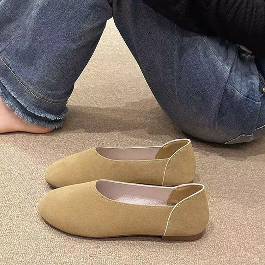 Damen Minimalistische Wildleder-Ballerina-Slipper mit gepolstertem Komfortfußbett Shop Nory