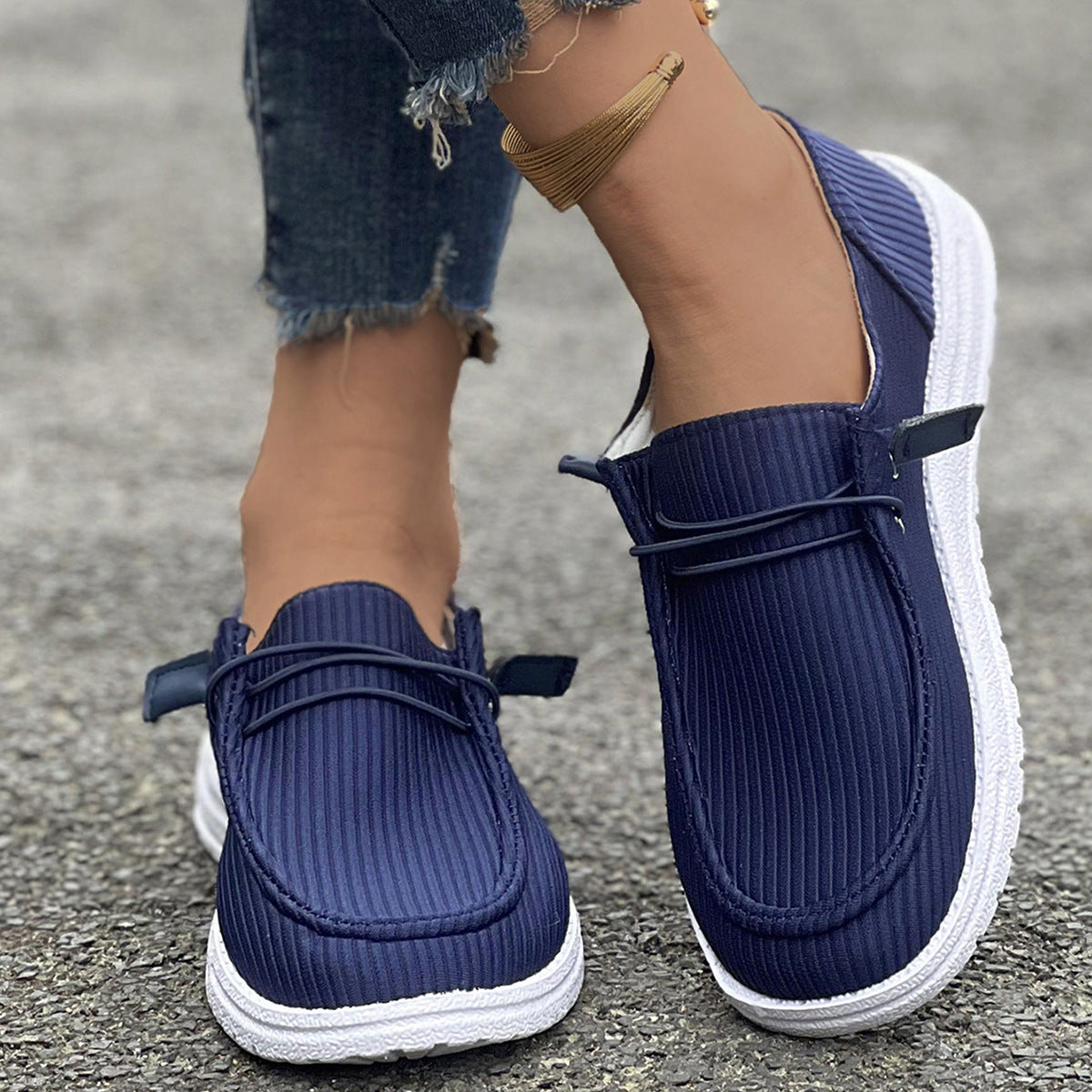 Damen Slip-On Sneakers mit elastischem Obermaterial und rutschfester Sohle