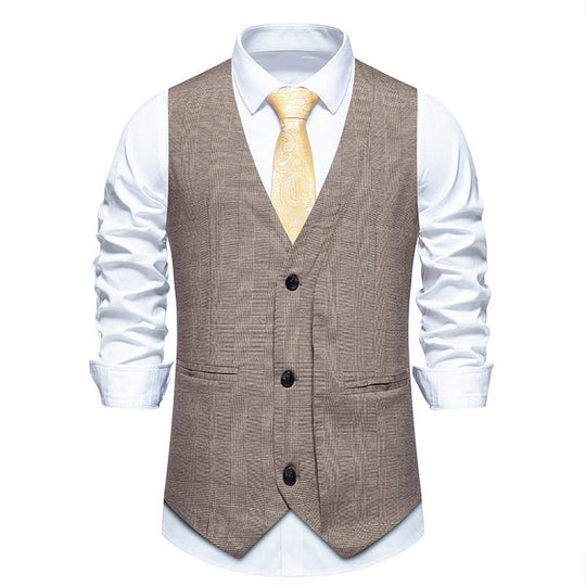 Herren elegante Anzugweste mit klassischem Herringbone-Muster und praktischen Taschen Shopnory