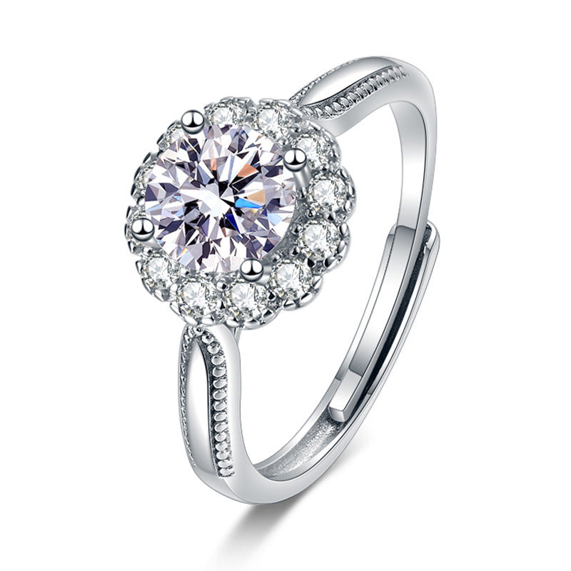 Damen blütenförmiger Ring mit funkelnden Zirkonsteinen Shop Nory