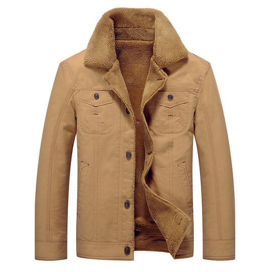 Herren gefütterte Canvas-Truckerjacke mit Sherpa-Innenfutter und hohem Teddykragen Shop Nory