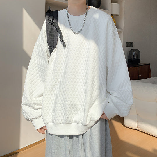 Herren Oversize-Quilt-Sweatshirt mit Rautenmuster und gerippten Bündchen Shop Nory