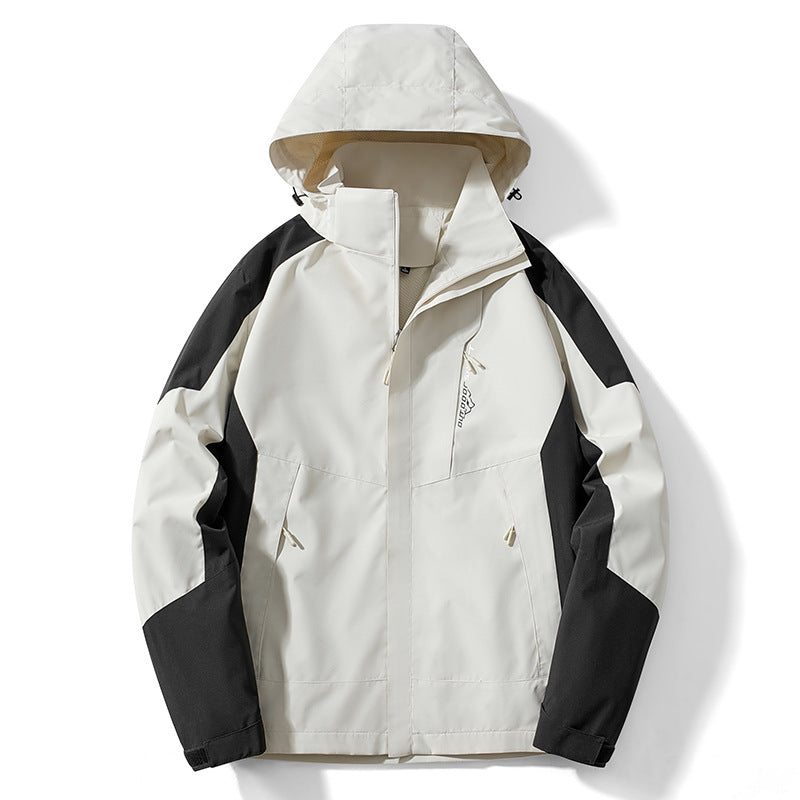 Herren Colorblock Softshell-Trekkerjacke mit Kapuze, verdeckten Reißverschlüssen und seitlichen Eingrifftaschen Shop Nory