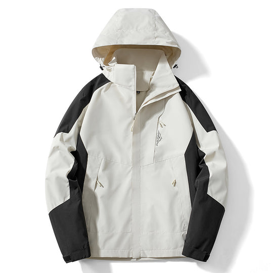 Herren Colorblock Softshell-Trekkerjacke mit Kapuze, verdeckten Reißverschlüssen und seitlichen Eingrifftaschen Shop Nory