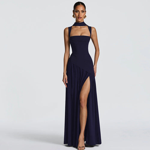 Damen Elegantes Abendkleid mit asymmetrischem Schnitt und tiefem Schlitz