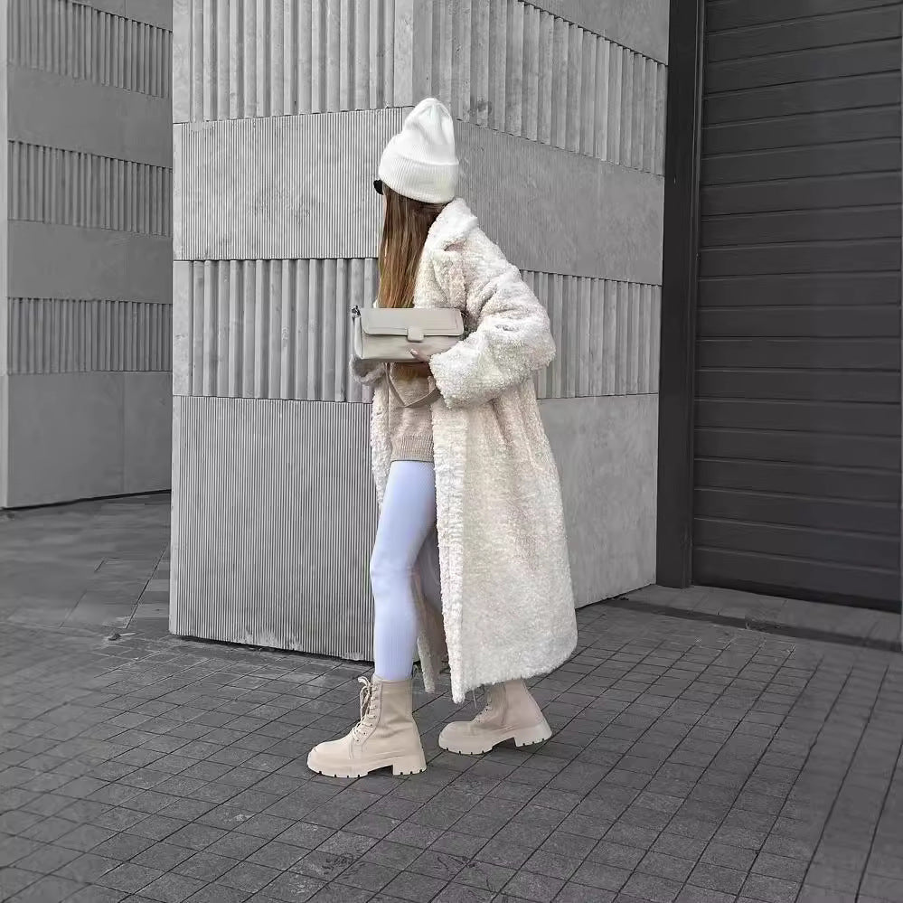 Damen wadenhohe robuste Schnürstiefel mit Plateau-Profilsohle Shop Nory