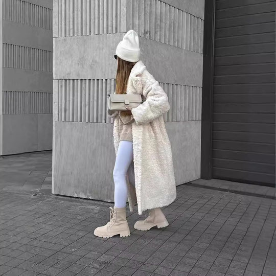 Damen wadenhohe robuste Schnürstiefel mit Plateau-Profilsohle Shop Nory