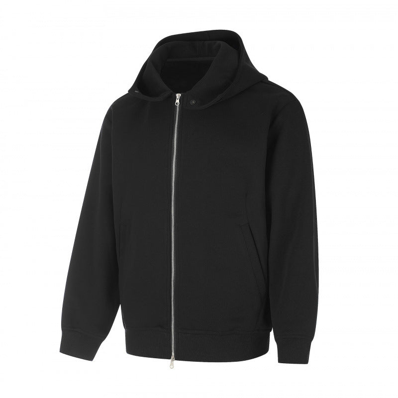Unisex Boxy-Kapuzenjacke im Minimalstil mit Zwei-Wege-Metallreißverschluss und verdeckten Seitennahttaschen Shop Nory