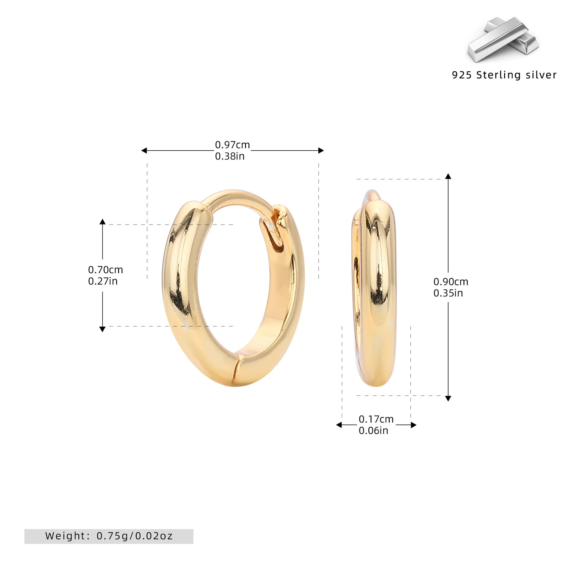 Damen Ohrcreolen mit modernem, minimalistischem Design aus hochwertigem 925 Sterling Silber Shop Nory