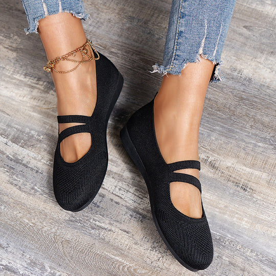 Flache Slipper mit Riemen Über Dem Spann und Flacher Sohle für Damen