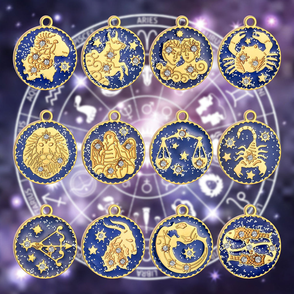 Damen Anhänger mit astrologischem Motiv und funkelnden Zirkonia Shop Nory