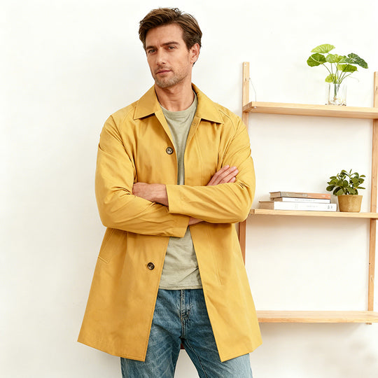 Herren mittellanger Carcoat mit Umlegekragen und verdeckter Knopfleiste Shop Nory