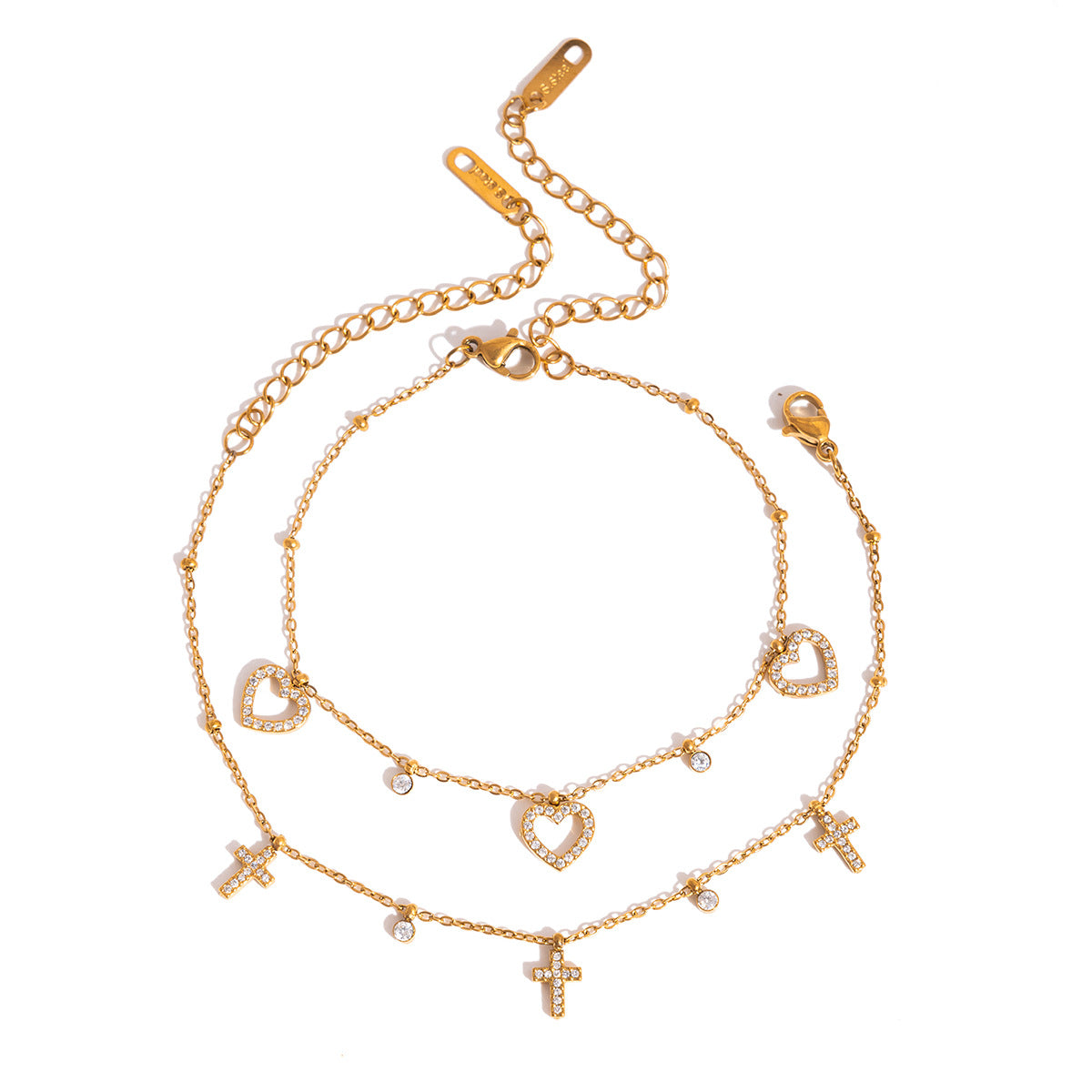 Damen Armband mit funkelnden Kreuzanhängern und hypoallergener Edelstahlverarbeitung Shop Nory