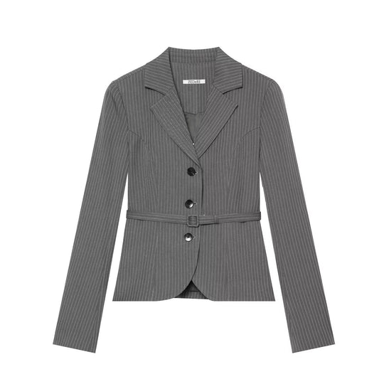 Damen Taillierter Nadelstreifen-Blazer mit Bindegürtel Shop Nory