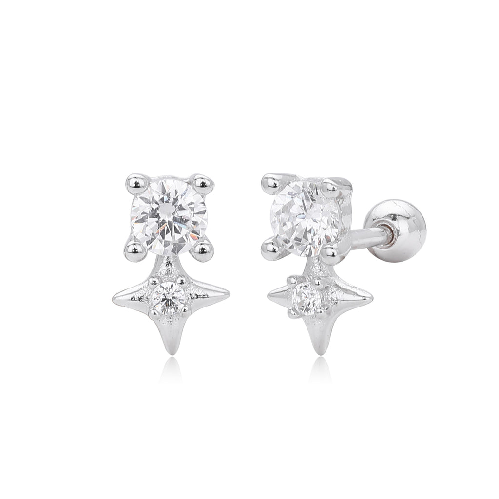 Damen Ohrstecker im funkelnden Sternendesign aus 925 Sterling Silber Shop Nory