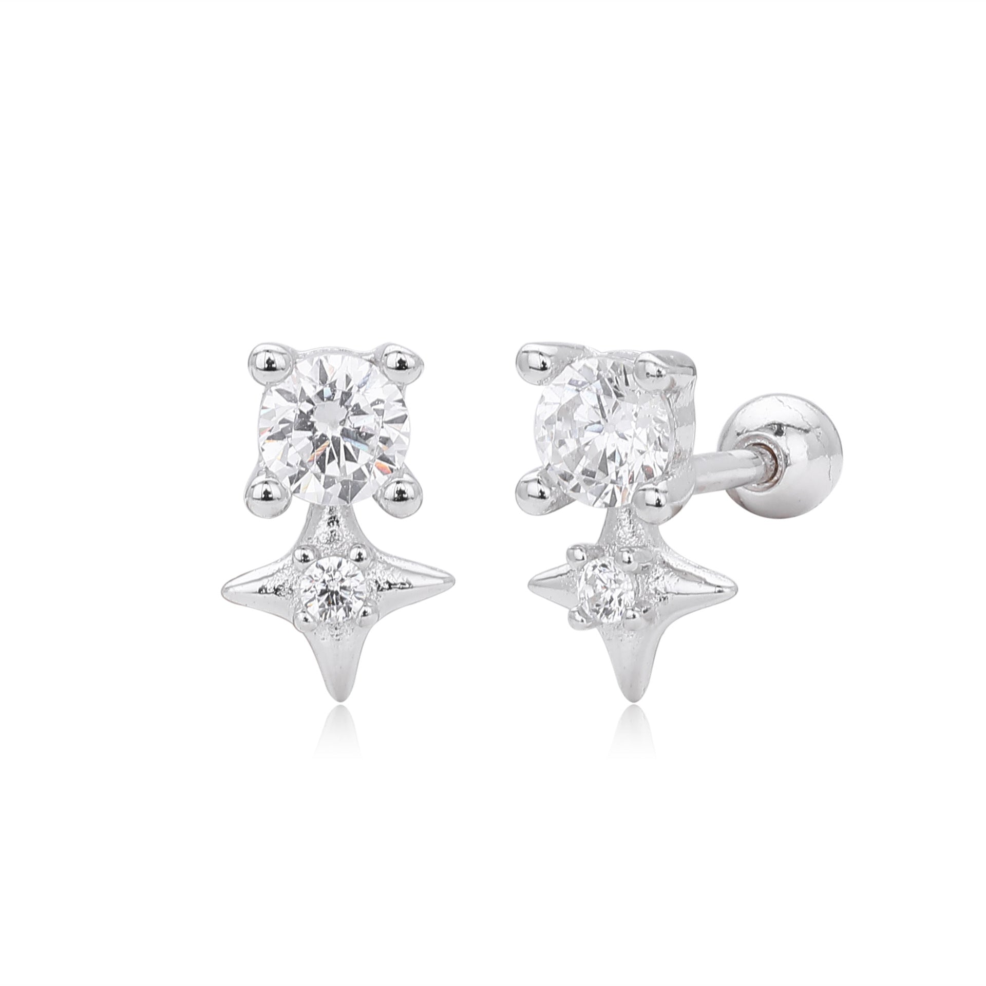 Damen Ohrstecker im funkelnden Sternendesign aus 925 Sterling Silber Shop Nory