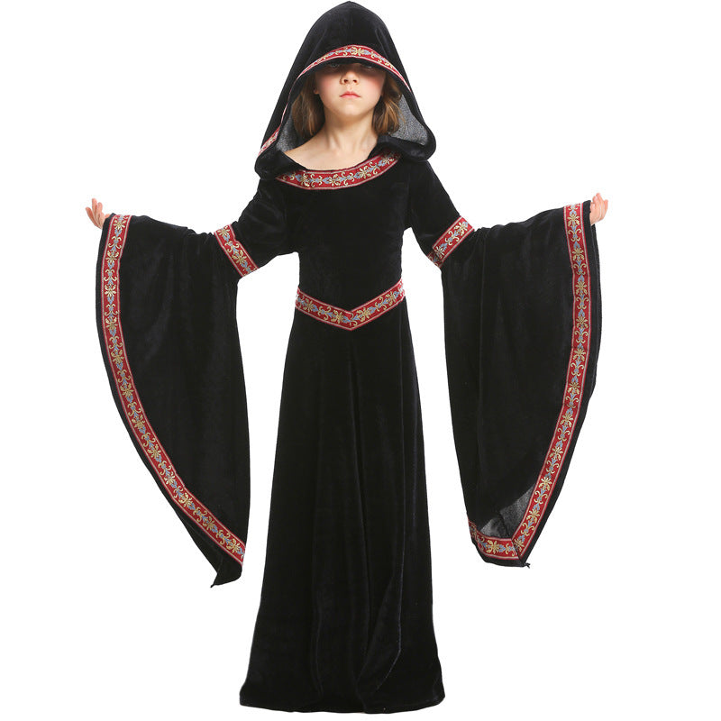 Damen Elegantes Zauberinnenkostüm mit weit ausgestellten Ärmeln und verspieltem Kapuzenkragen Shop Nory
