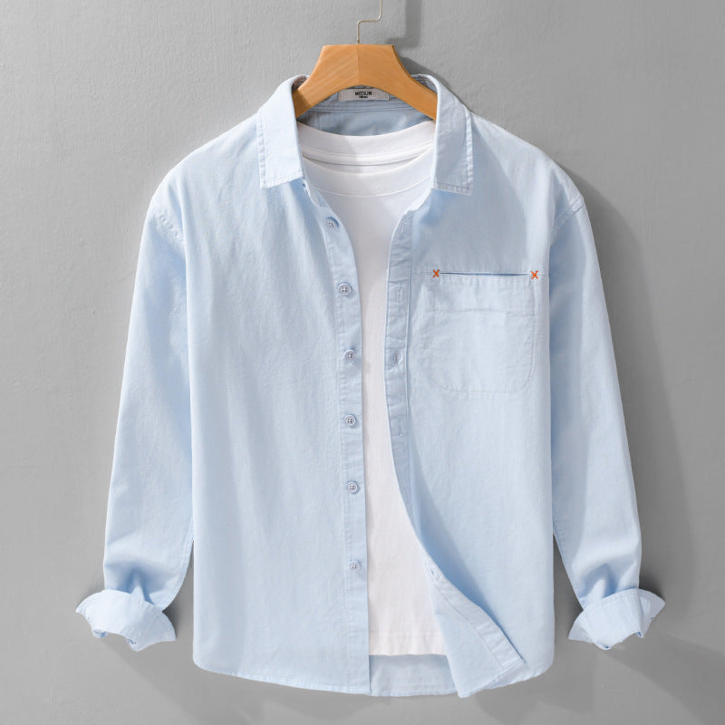 Herren Leichtes Baumwoll-Layering-Overshirt mit tonaler Brusttasche und Soft‑Touch‑Finish Shop Nory
