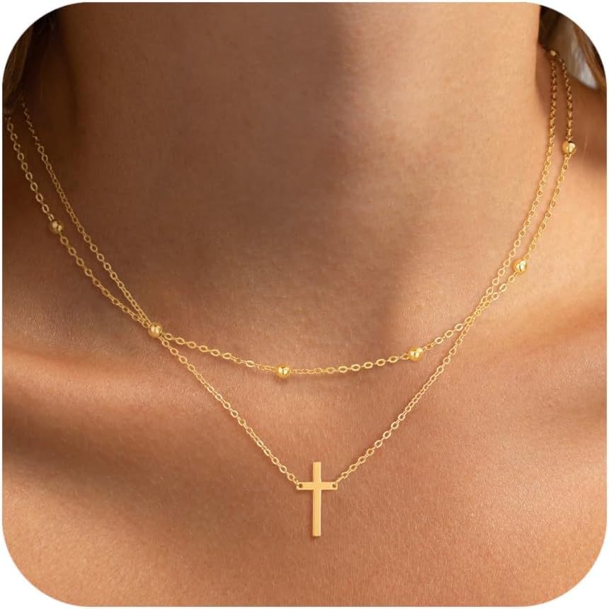 Damen Halskette mit modernem Kreuzanhänger und filigraner Gliederkonstruktion Shop Nory