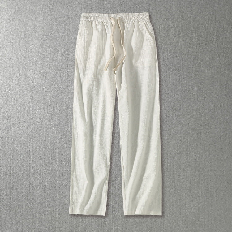 Herren Leinenhose mit elastischem Bund und Tunnelzug geradem Bein Shop Nory