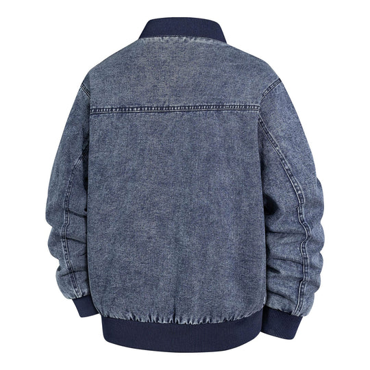 Herren Denim-Bomberjacke mit Rippkragen und Druckknopfverschluss Shop Nory