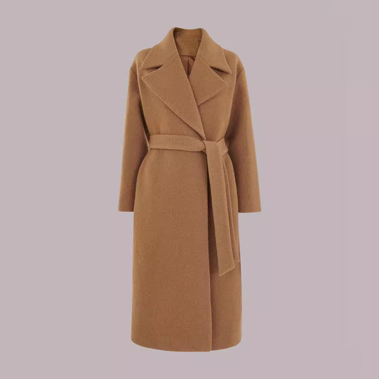 Damen Midilanger Wollmix‑Longmantel mit minimalem Schalkragen und relaxed Silhouette Shop Nory