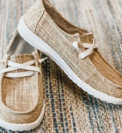 Damen Freizeit-Slip-On Schuhe mit elastischen Schnürdetails und rutschfester Sohle