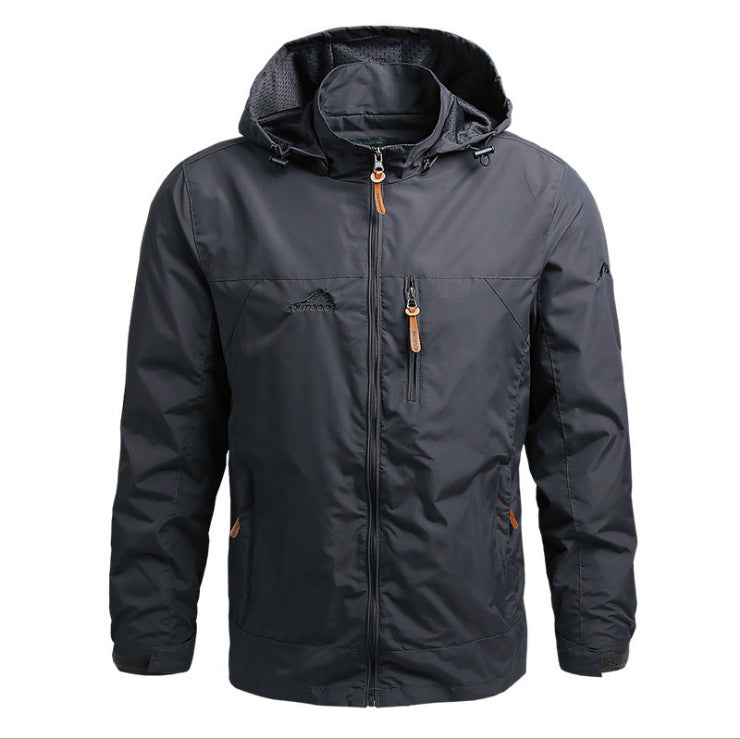 Herren Leichte wasserabweisende Kapuzen‑Windjacke mit Brusttasche und verstellbarem Saum Shop Nory