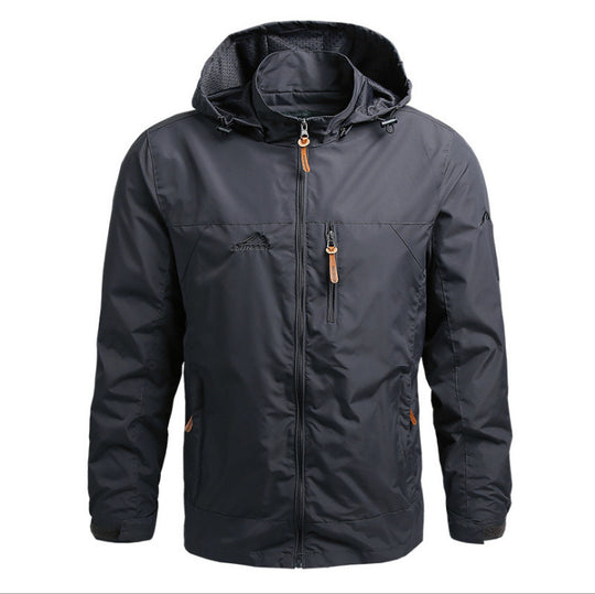 Herren Leichte wasserabweisende Kapuzen‑Windjacke mit Brusttasche und verstellbarem Saum Shop Nory