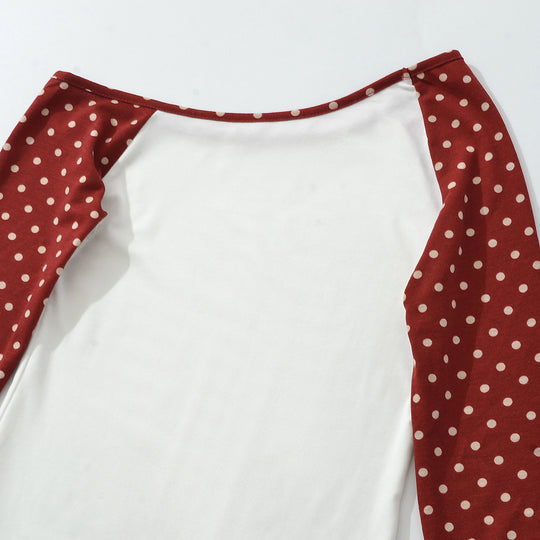 Damen Asymmetrisches Longsleeve mit Polka-Dot Raglanärmeln Shop Nory