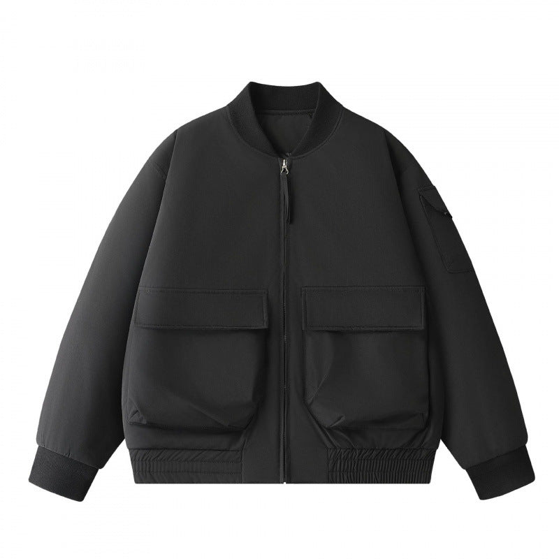 Unisex Kurz geschnittene Utility-Bomberjacke mit großen Fronttaschen und Ärmel-Organizer Shop Nory