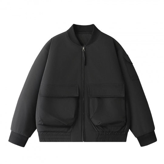 Unisex Kurz geschnittene Utility-Bomberjacke mit großen Fronttaschen und Ärmel-Organizer Shop Nory